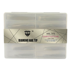 HNS DIAMOND NAIL TIP CLEAR STILETTO